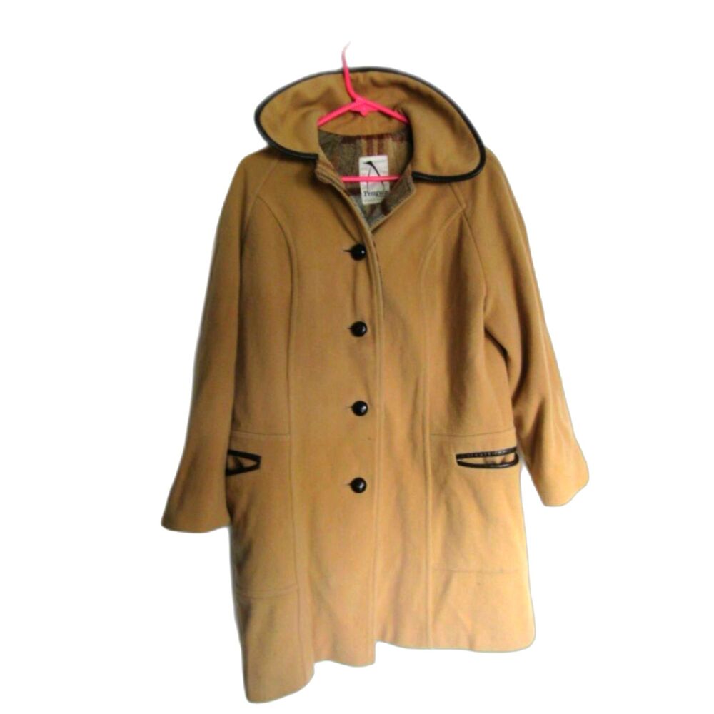 Penguin vintage womens coat Wool brown heavy winter 1980s LG
